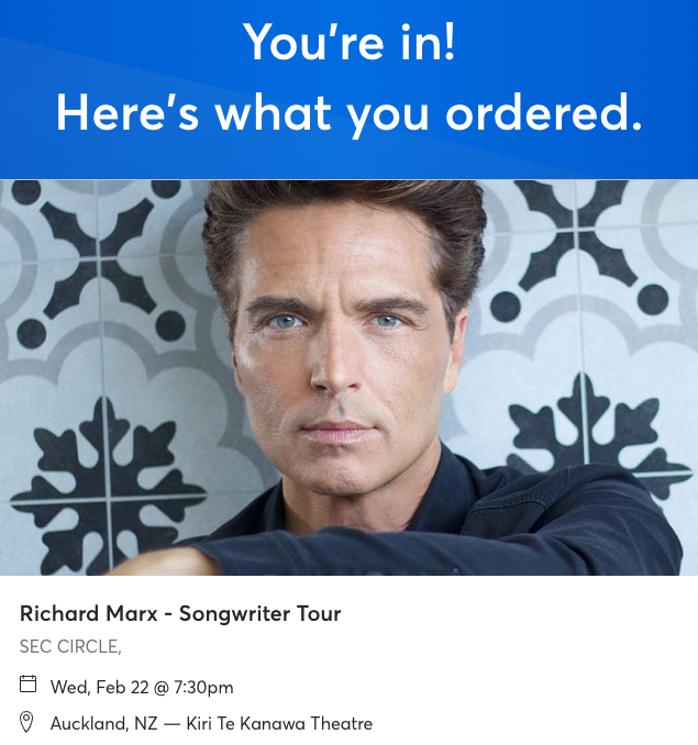 In case anyone's looking for their Mum on Feb 22 next year, they'll be with me and <a href="/richardmarx/">Richard Marx</a> !