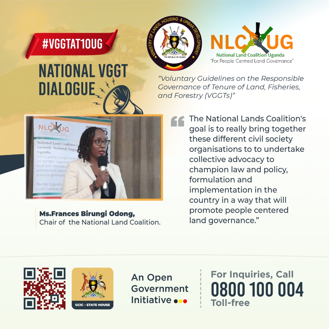 Ms.Frances Birungi Adong: <a href="/nlcuganda/">nlcuganda</a>'s goal is to really bring together these different civil society organisations to to undertake collective advocacy to champion law and policy, formulation and implementation 

#VGGTAt10UG