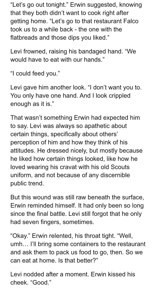 imbabyplzbekind's tweet photo. I offer: a wip with Eruri's first time seeing Levi after getting his bandages off, for #EruriAngstWeek2022 day 4: scars + post war. It's half light angst and half fluff cuz why not? โค๏ธโ๐ฅ
@EruriAngstWeek https://t.co/oHlL7XO1Oj