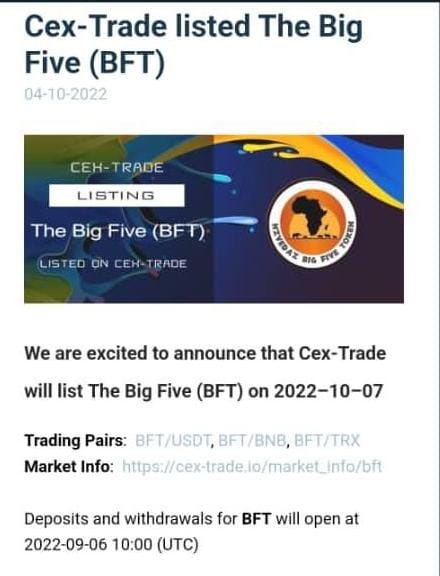 🌥                          ☪ 
                                       ⛅          ⛅ 
                          ☆
                       ☆
                     ☆
                    ☆
                  ☆

            🌐 $BFT. The Big Five Token

To the mòon