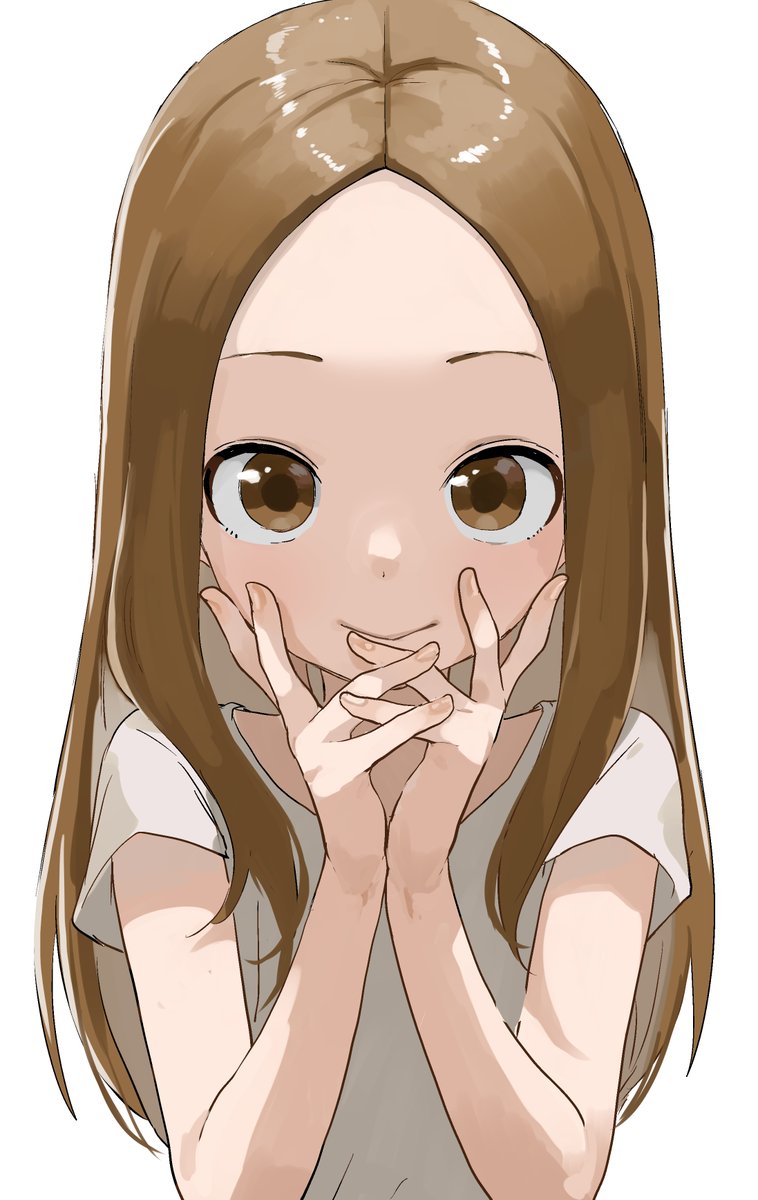 takagi-san 1girl solo brown hair white background simple background long hair brown eyes  illustration images