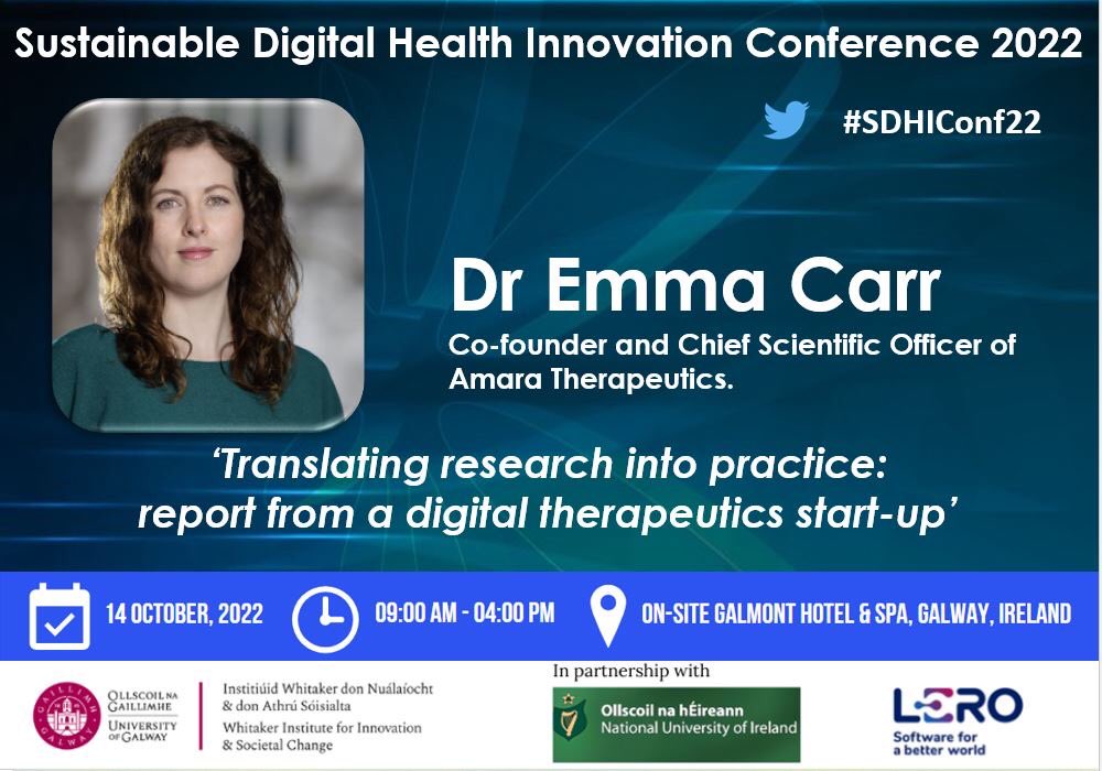 We are very excited to have Dr Emma Carr @EmmaCarr_1 joining us at #SDHIConf22. Dr Carr will present on her work as co-founder and Chief Scientific Officer at #AmaraTherapeutics. Register now: clr.ie/132587