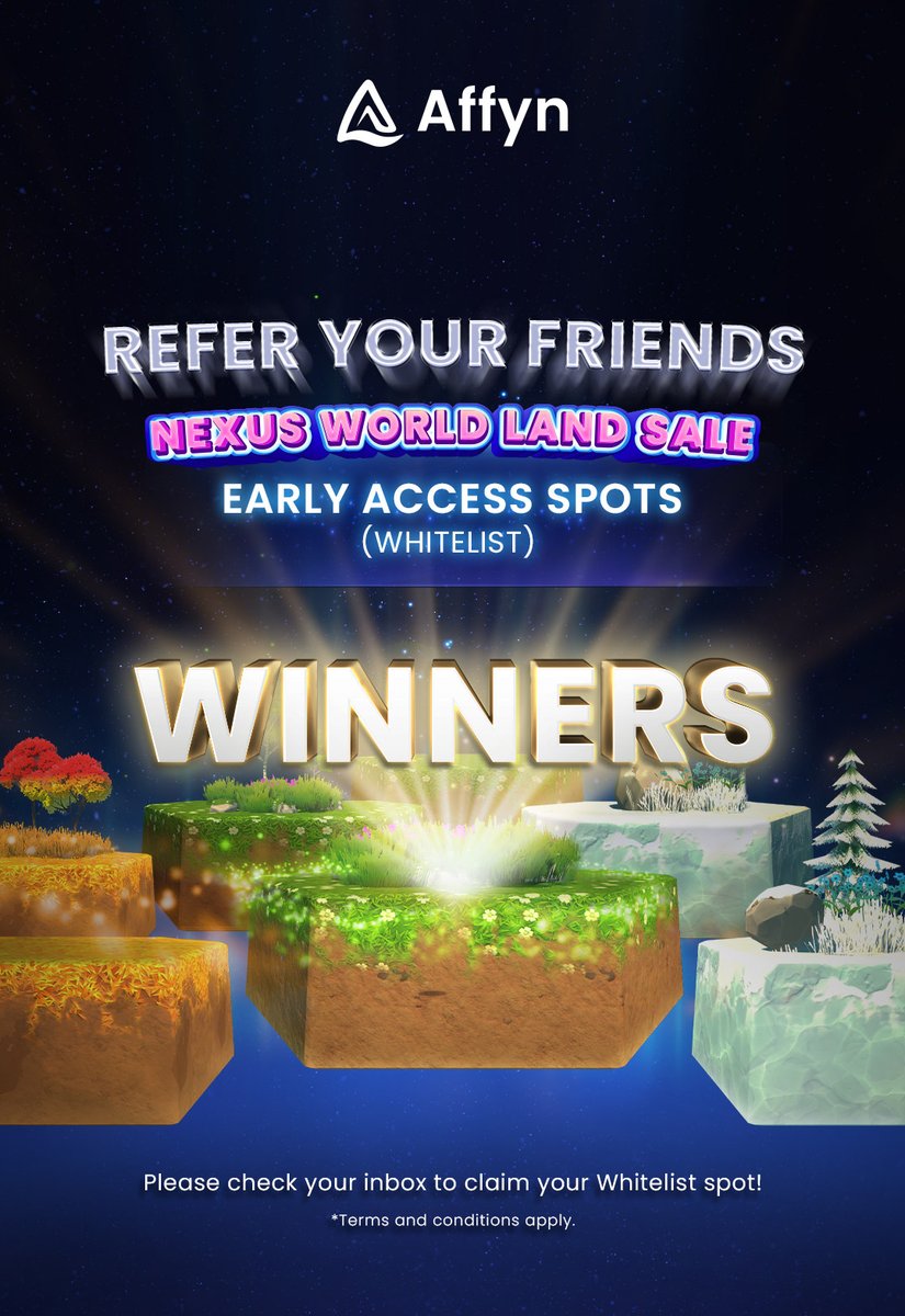 AffynOfficial's tweet photo. 🎊 𝗥𝗘𝗙𝗘𝗥𝗥𝗔𝗟 𝗖𝗢𝗡𝗧𝗘𝗦𝗧 𝗥𝗘𝗦𝗨𝗟𝗧𝗦 🎊

Congratulations, we made it! 👏

🎉 Check your inbox to see if you're the lucky winner of a NEXUS World Land Sale Early Access Spot (whitelist)! 

#ZeroToALPHA #NEXUSWorldLandSale https://t.co/FjuXG9Rhgm