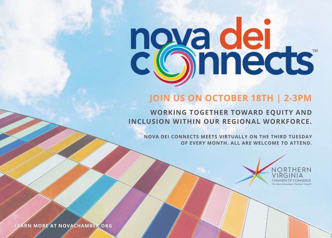 Join us for NOVA DEI Connects, our inclusive and collaborative community who meet monthly to share, learn, and implement best practices in diversity, equity and inclusion. Join us for our free, virtual meeting on October 18th: ow.ly/Uxeg50L358G #novadei #novadiversity