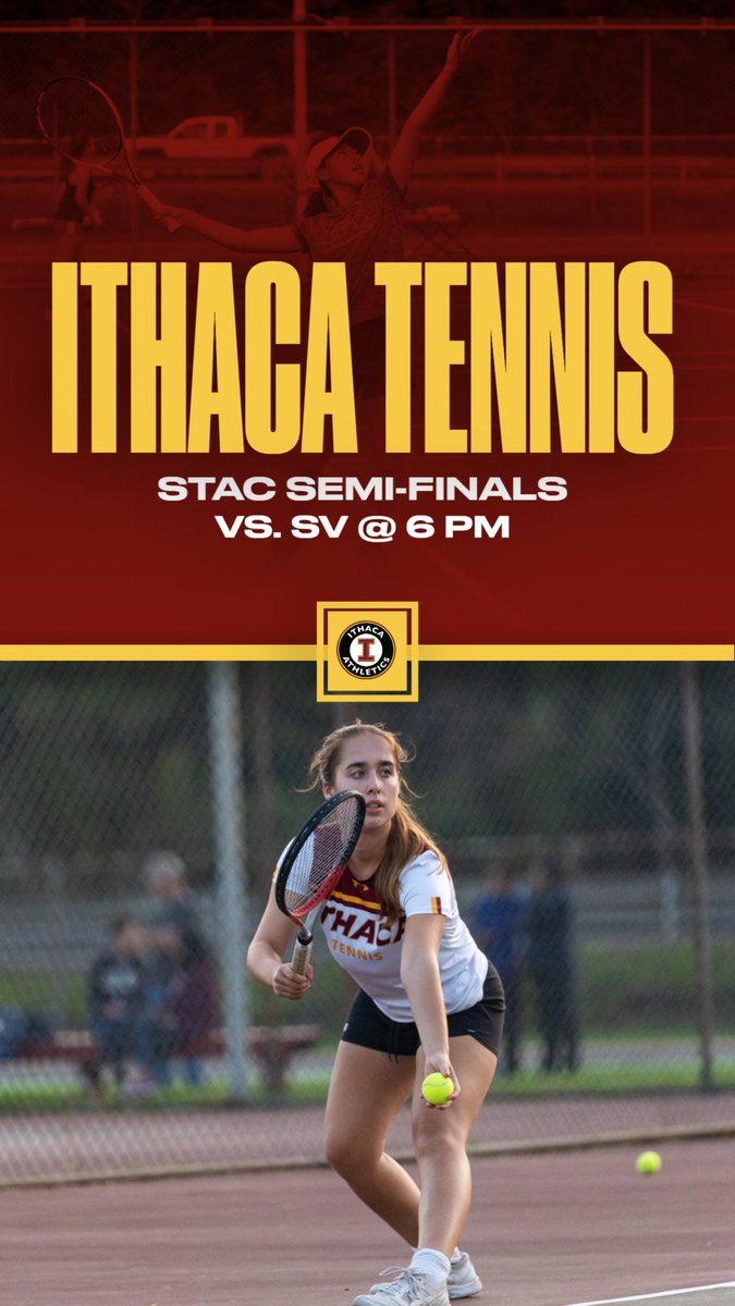 Our Varsity <a href="/tennisithaca/">IthacaVarsityTennis</a> team hosts <a href="/SVAthletics1/">S.V. Athletics</a> in the <a href="/STACsports/">Southern Tier Athletic Conference</a> semi-finals! 6 PM at IHS. Let's go, Red!