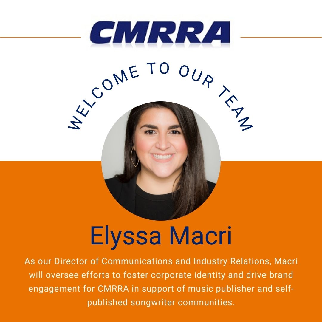 CMRRA's tweet photo. CMRRA names Elyssa Macri (@emacri) Director of Communications and Industry Relations to start on Oct. 17 - read the press release here: https://t.co/tTGcDUiGTh https://t.co/LK6VjgOAol