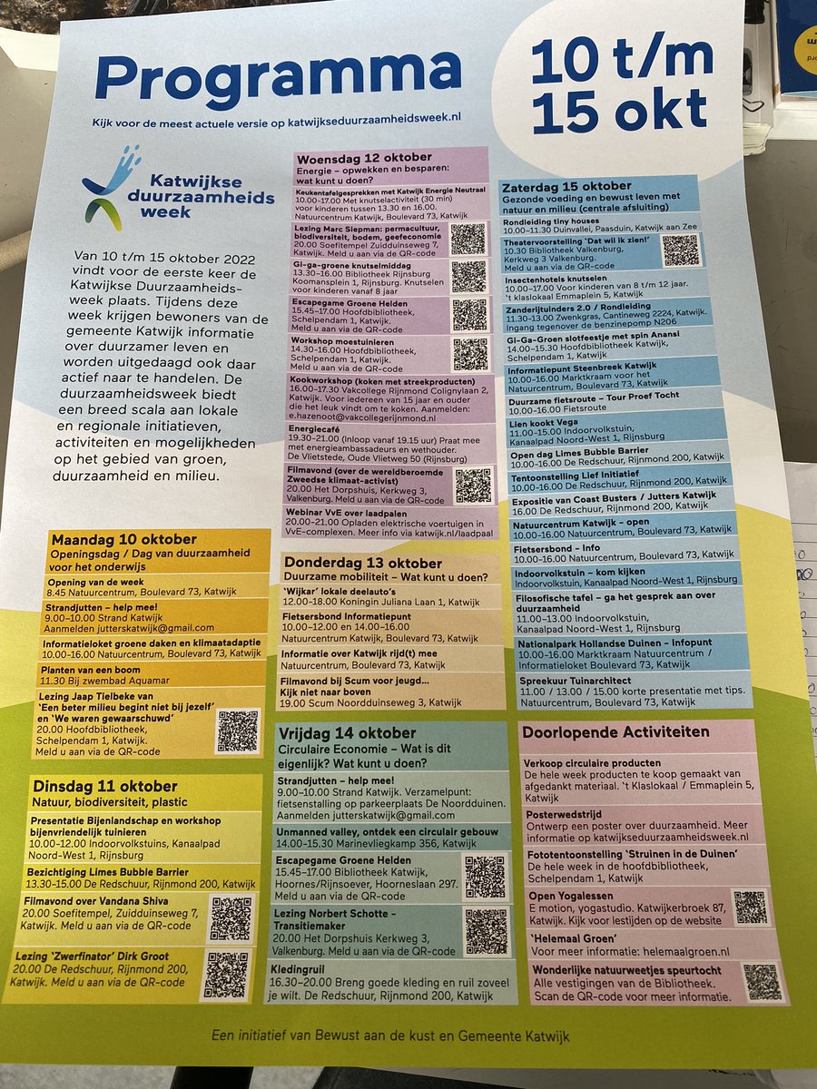 Welke dag sluit jij aan? Leuk om je weer te zien of te ontmoeten tijdens de #KatwijkseDuurzaamheidsweek!