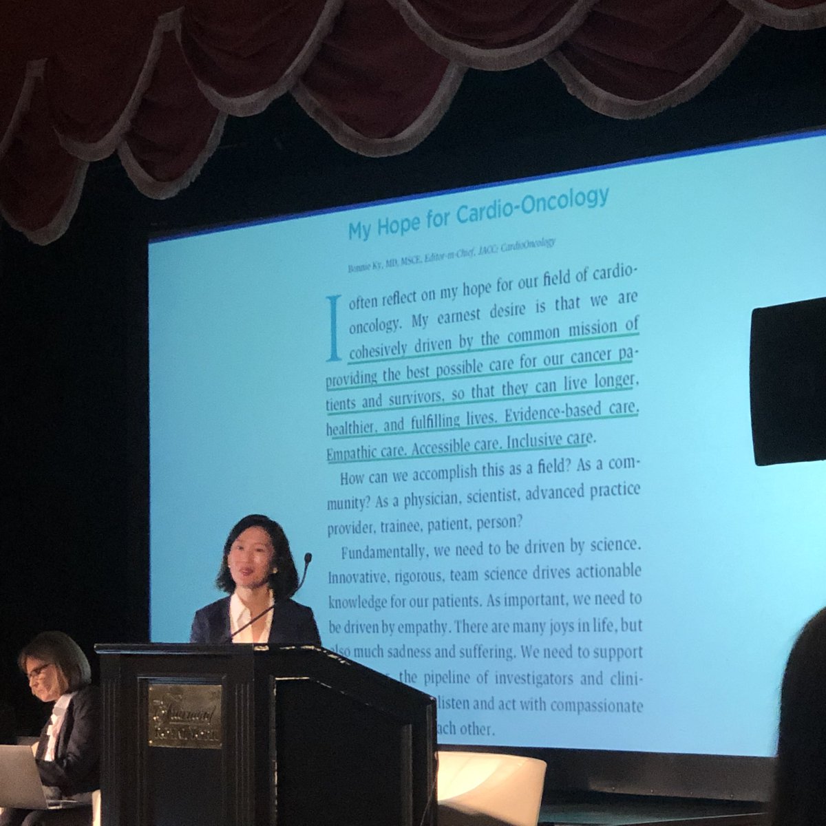 A fantastic start to #GCOS2022 with a moving patient story reinforcing why we need #CardioOncology. Dr. Bonnie Ky’s engaging talk finished with great aspirations for #cardioonc pts to not only live longer but have healthy &amp; fulling lives through evidenced base &amp; empathic care.