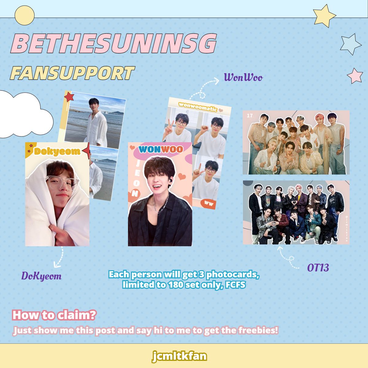jcmltkfan's tweet photo. 🌞 Be The Sun Fan Support 🌞

📍 Singapore Indoor Stadium 
📅 13 October 2022
⏰ TBA
📋 Fcfs, no reservation, no trade
👉 RT, like &amp; show me the post

🌠 Take only if you really want it

☀️ Exact location &amp; time to be updated on dday!

#BETHESUNinSG https://t.co/zWRauRoLXX