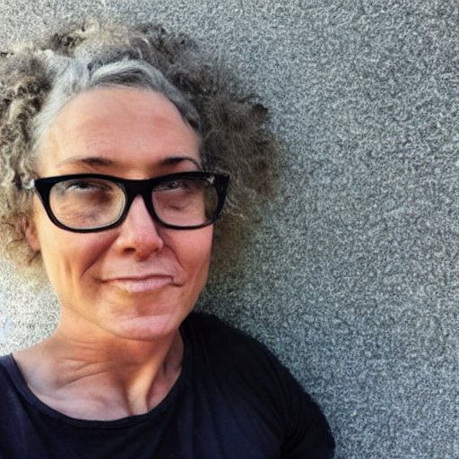 Timeforjackie's tweet photo. Prompts: photo, selfie, gym, middle aged, trans woman, glasses, curly brown hair, emaciated, wrinkled, childish clothes #StableDiffusion #aiartcommunity https://t.co/LgQa9CKTzE