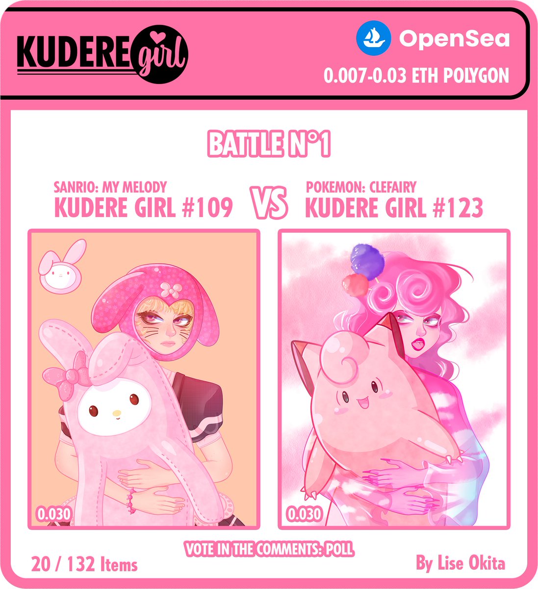 #KudereGirl BATTLE N°1 ❤️‍🔥
Kudere Girl #109 (Sanrio) 🆚 #123 (Pokemon)

Which one is your favourite? 💗

 ⇊ 𝘝𝘰𝘵𝘦 𝘪𝘯 𝘵𝘩𝘦 𝘤𝘰𝘮𝘮𝘦𝘯𝘵𝘴: 𝘗𝘰𝘭𝘭
#NFTCommunity