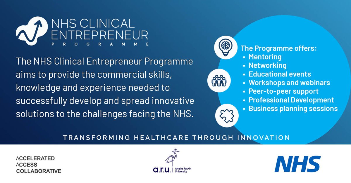 Applications are OPEN! The #NHSCEP is the biggest #entrepreneurial workforce development programme of its kind. Welcoming applications from clinical and non-clinical healthcare professionals. nhscep.com #Innovation #nhscep7 @DrTonyYoung @SullivanPolly @AACinnovation