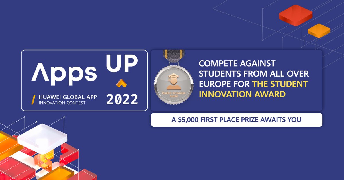 HuaweiEUNews's tweet photo. Huawei is known for its European Student challenges and this year Apps UP is shining a spotlight on student innovation! Register your app before its too late 👉 https://t.co/pXiibZsoh5
#AppsUP2022 #TogetherWeInnovate #HuaweiStudentDevelopers https://t.co/C3Ko56OPYN