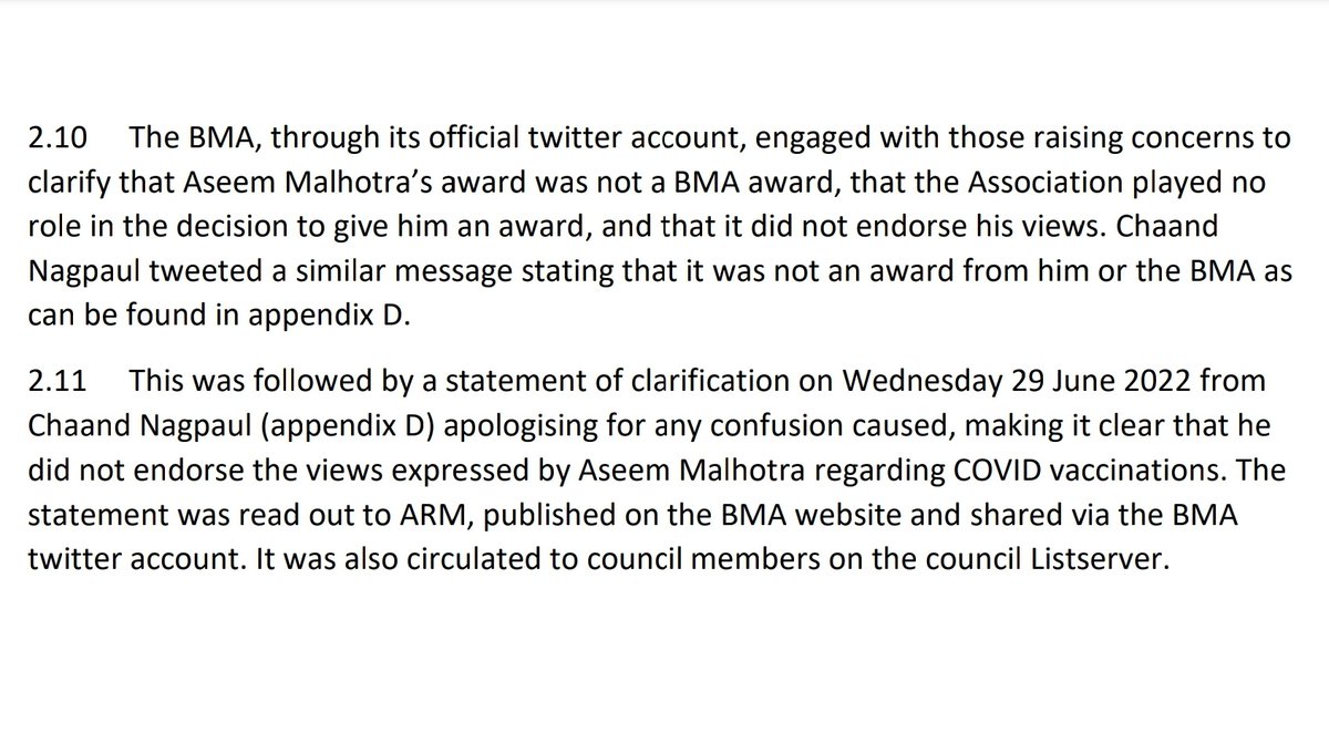 _johnbye's tweet photo. Back in June, Aseem Malhotra said he was "honoured to receive" an award "from the Chair of the BMA". Except the award wasn't from the BMA. Or given to him by its Chair. Malhotra was lying.

The newly released BMA review of the debacle is quite a read...

https://t.co/qRBc66WQCG https://t.co/bh03y6yeJk