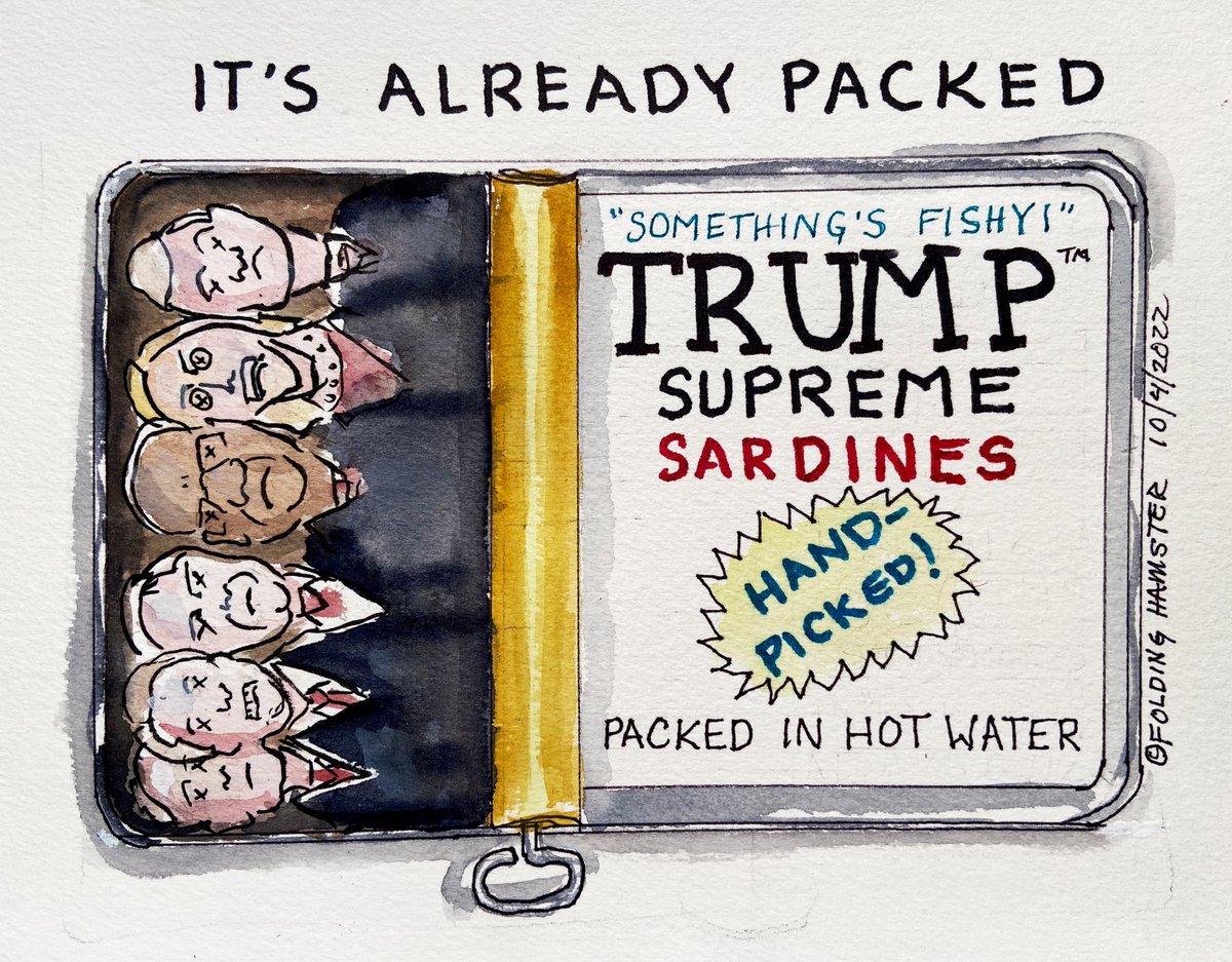 FoldingHamster's tweet photo. Slimey stinkers. "Trump filed an emergency appeal at the Supreme Court in the ongoing dispute over documents seized at his Mar-a-Lago. ...the former president who nominated three of its members." --USA Today #FishOrCutBait #StinkyAF #PackTheCourt #Scotus #CrazyEyesConeyBarret https://t.co/d4wtzgN35j