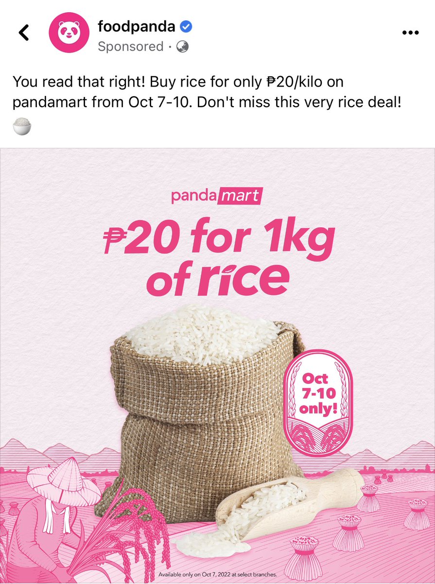On the anniversary of Leni’s declaration to run for president, Foodpanda offers P20 rice. Well played, Foodpanda, well played.