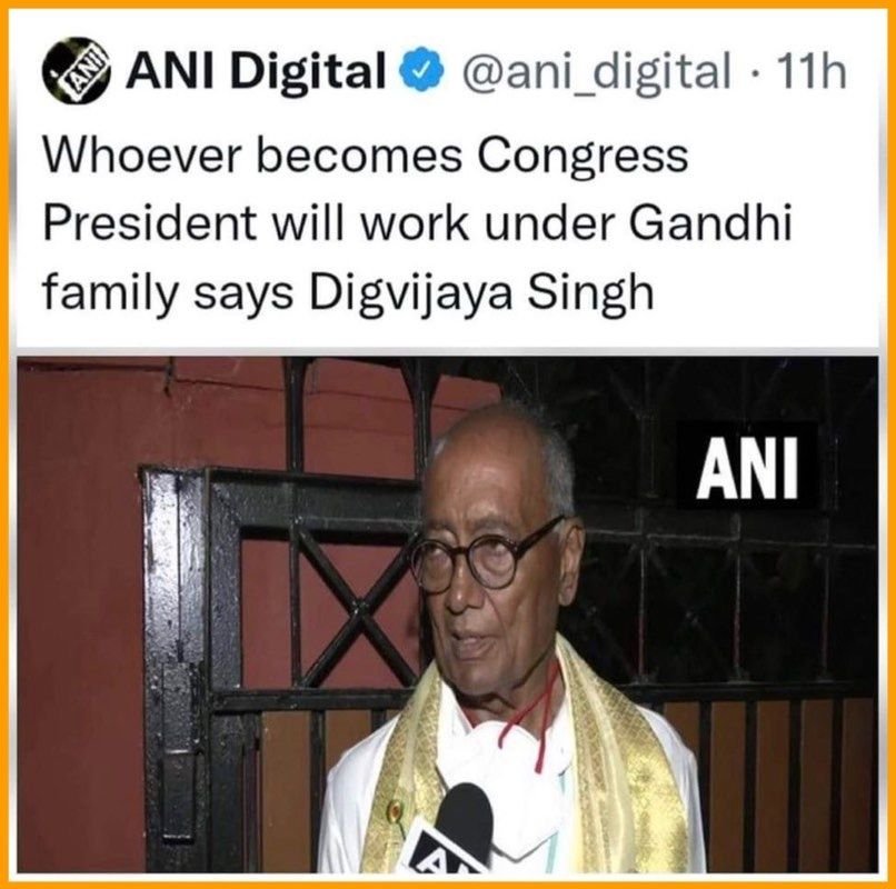 PuriVirender's tweet photo. @digvijaya_28 has put stamp of confirmation on my belief that #FakeGandhiDynasty 's status will be that of #CongressHighCommand & who so ever win #PresidentPoll will have to work under #GandhiDynasty
High command is remake of #SuperPM during #UPA rule
Congress means GandhiDynasty https://t.co/UPPec6niRA