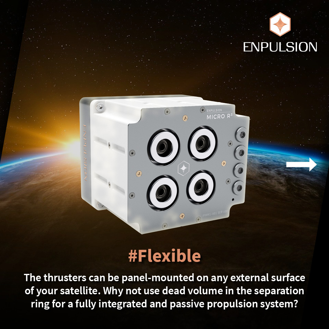 enpulsion's tweet photo. Thanks to their design, our FEEP #thrusters can easily be fit on your #satellite or #spacecraft before launch. They remain inert systems when they are #shipped AND #launched, meaning they do not add up to your #PreflightChecklist.
To learn more visit: https://t.co/TVcipj3bDB https://t.co/2srkBNRsrV