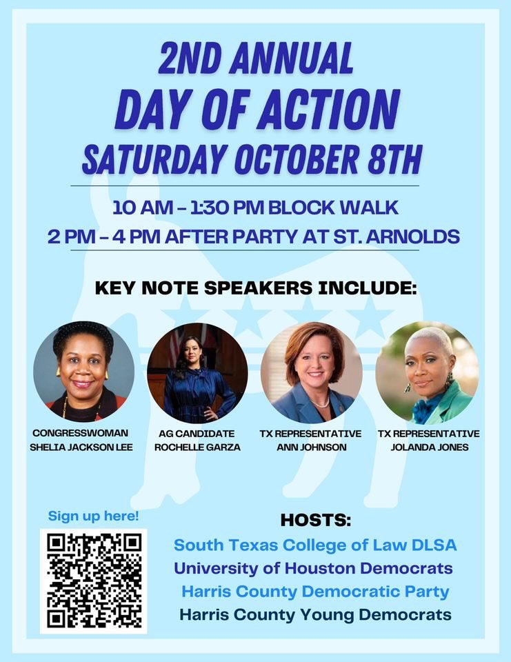 UHDems's tweet photo. Just two days away! 

Join us in registering voters ahead of next week’s deadline! Afterwards, come out to Saint Arnold’s to hear from trailblazers like @JacksonLeeTX18, @RochelleMGarza, @VoteAnnJohnson, and @JonesJolanda!

See y’all there! https://t.co/lGvgiv9b99