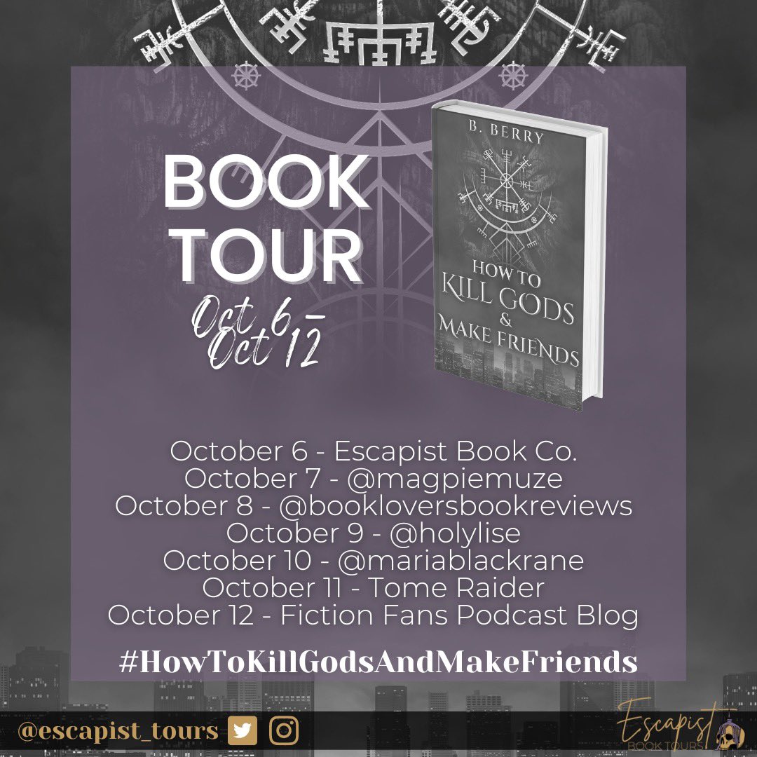 EscapistBookCo's tweet photo. Happy Thursday everyone!
We’re excited to start a new book tour for #HowToKillGodsAndMakeFriends by @bberrywrites
Make sure to follow the tour schedule.☺️
Don’t go out killing Gods just now! https://t.co/sZrn9z5QxC