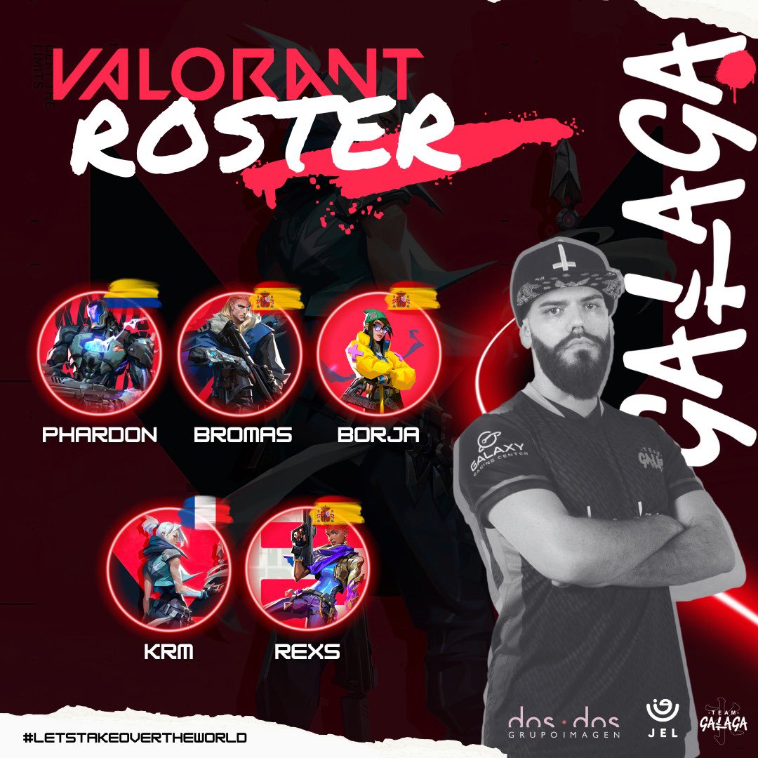 PRESENTAMOS NUESTRO ROSTER DE #VALORANT 🔥 con el que competiremos en #LigaRadiante 

🔫<a href="/PhardonFPS/">Phardon</a>
🔫<a href="/Bromas/">Jose A. Ramos</a>
🔫<a href="/B0rjaCS/">KRÜ b0rja</a> 
🔫@krmuwu 
🔫<a href="/Rexs_VT/">Rexs</a> 

💼<a href="/littlesataNN/">LittlesataN1</a>
👨‍🏫<a href="/Platanadayy/">Platanaday🎀</a>
📊<a href="/davopavo89/">Davopavo</a>

#LETSTAKEOVERTHEWORLD