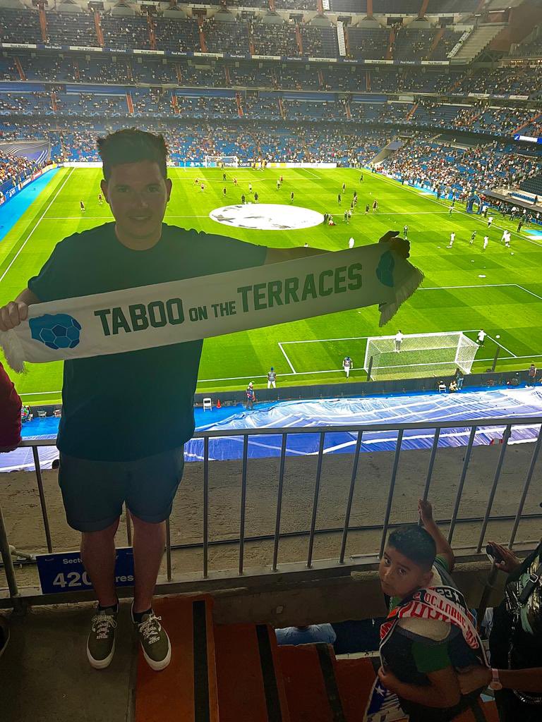 tabooterraces's tweet photo. Estadio Santiago Bernabéu ✅ our charity scarves out and about on big Champions League nights 😍 thanks @AaronRG3 for your support!

Our charity scarves are still available to purchase with 100% of the profits going to @MindCharity &amp; @FareShareUK 🤙🏻

#halamadrid #mentalhealth https://t.co/nF8Yq4RKco