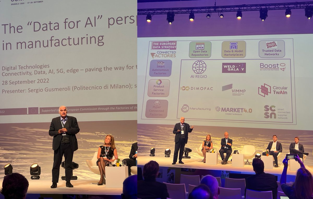 ai_regio's tweet photo. What a great event! During the #EMC22 Sergio Gusmeroli presented AI REGIO to over 200 attendees in Brussels on the 28th of September. The conference was co-organised by @EFFRA_Live @EITManufactur @MANUFUTURE_EU #Artificial_Intelligence #digitalization #manufacturing #data https://t.co/Md8rG6NIf2