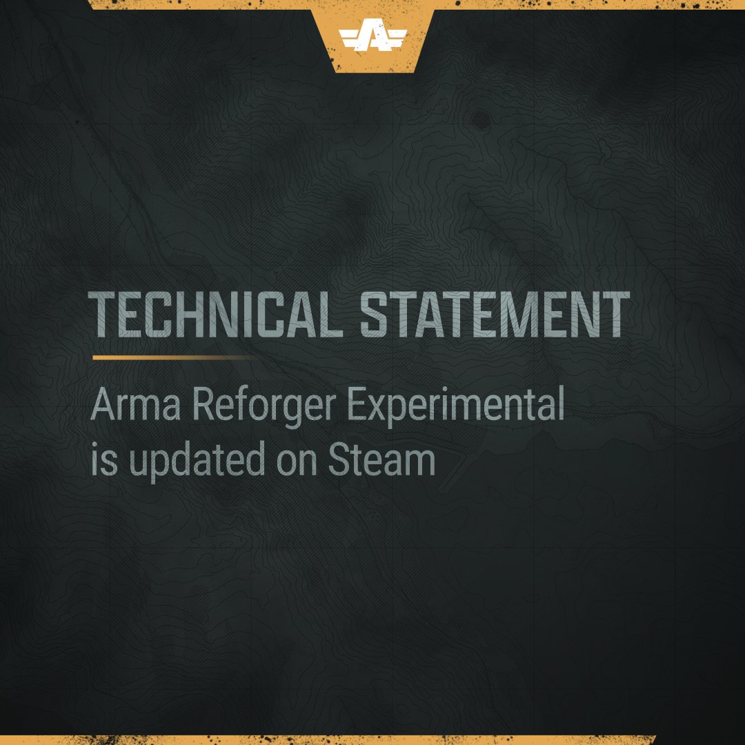 ArmaPlatform's tweet photo. 📻 Dear Community,

The Arma Reforger Experimental build is updated on Steam! 

We will run a public playtest at 14:00 CEST, which you can join. 

You can still enjoy new servers created exclusively for the experimental build. 

Read more info here 👇
https://t.co/qgZE3OdQND https://t.co/7QHs0xzqUh