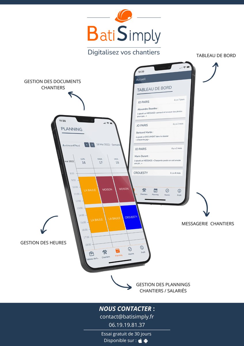 Vous n'avez pas encore découvert Batisimply ?

Batisimply est une application qui vous permettra de suivre vos équipes et vos chantiers à distance ! 

Ronan Bouchard est présent toute la journée au salon BTP Expo à Amiens, et Alexandre Moison est toujours présent à @BATIMAT !
