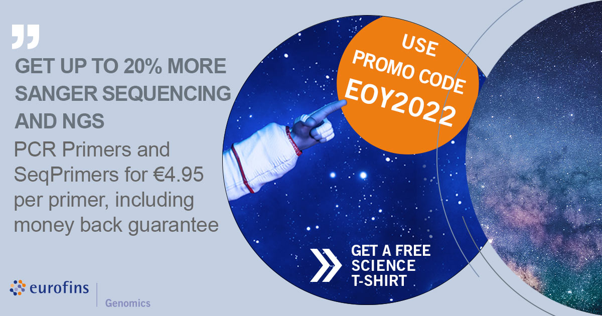 Get up to 20% MORE Sanger sequencing in tubes and plates and NGS during our promotion until end of 2022. Use the promo code EOY2022 up to 3 times: eurofinsgenomics.eu/en/eurofins-ge… #genomics #TheDNAUniverse