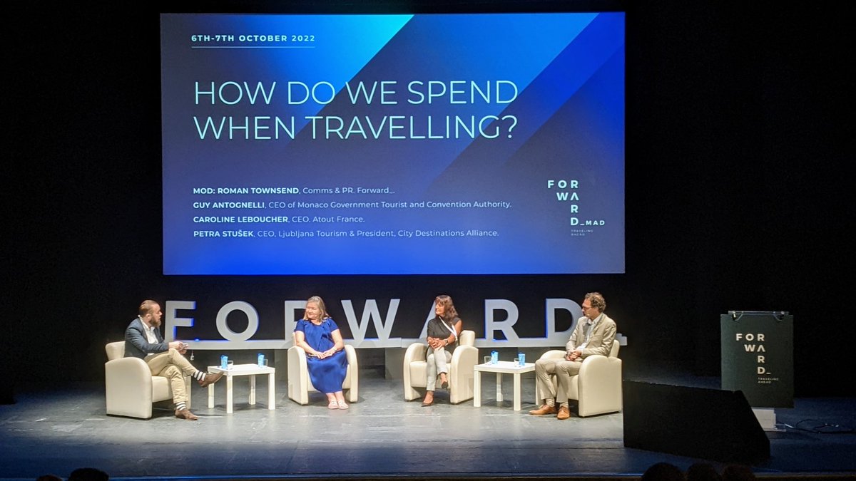 forward_travel's tweet photo. How do we spend when travelling? First rountable session with CEO @atout_france , CEO of @visitljubljana & President of @citydna_eu , and CEO os @VisitMonaco
#Forward_MAD https://t.co/bS1mFDVF1V