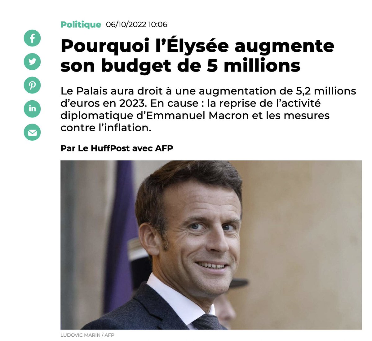 nicolasputsch's tweet image. #EmmanuelMacron s&apos;organise une &quot;petite&quot; augmentation de 5 millions pour l&apos;Elysée... Tranquillou loulou ! Bon, les Gueux comment vous la vivez, vous, la fin de l&apos;abondance ? Ça se passe ?  #pénurie #carburant #effondrement #inflation