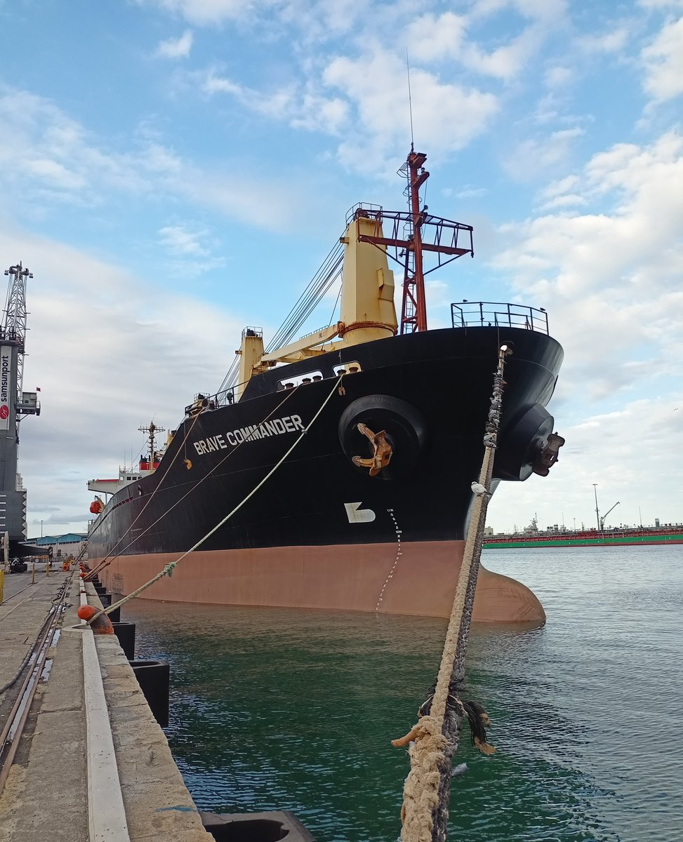 Pictured below, the @WFP-chartered Brave Commander now sailing to #Yemen carrying the first of the wheat flour milled in #Turkiye from grain purchased & exported from #Ukraine as part of the #BlackSeaGrainInitiative. 🤝Collaboration is key to addressing the global food crisis.