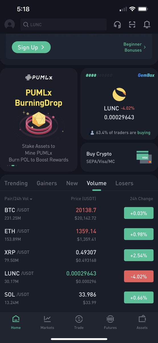 $LUNC is currently trending on a low volume day on #KuCoin 

63.4% of traders are BUYING!