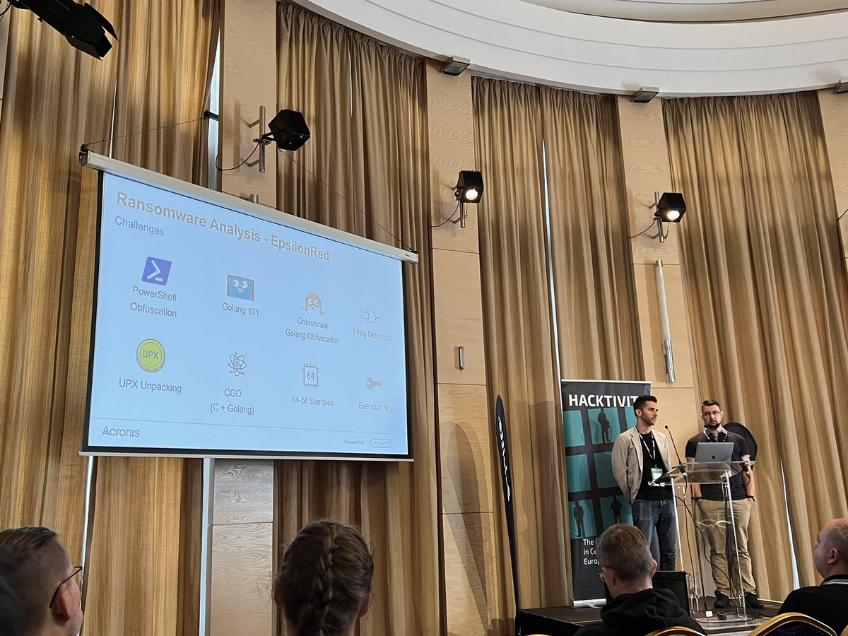 hacktivityconf's tweet photo. 👾Ransomware analysis by @albertzsigovits and Robert Neumann from @Acronis at #hacktivity2022
Go lang, Go! https://t.co/weyEEOg2DQ
