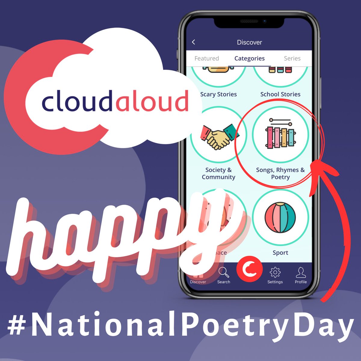cloudalouduk's tweet photo. It’s #NationalPoetryDay in the UK 🇬🇧 ⁦@PoetryDayUK⁩

#Poetry should be read AND heard, which is why we’re committed to making more kids’ poetry available on #audio!

Join us for a rhyme-y listen. 😊 

#poems #audiobooks #spokenword #accessibility #literacy https://t.co/xo6O0Fg43n