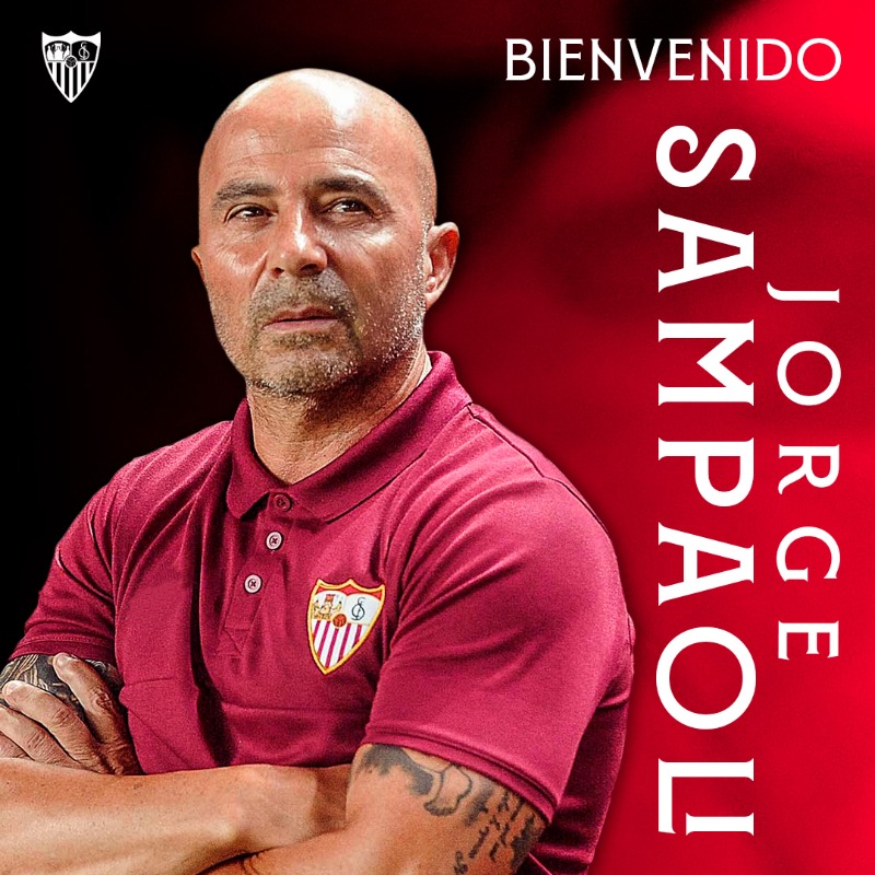 SevillaFC's tweet photo. 🤝 Jorge Sampaoli, nuevo entrenador del #SevillaFC. 🖊️

#WeareSevilla