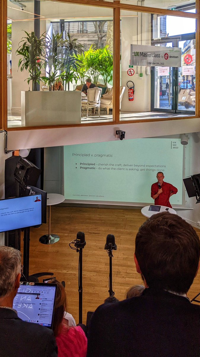 AlfonsoRomay's tweet photo. Listening to top-notch speakers about transformation through design at @devoteam Creative Tech site in #Paris Barbès. #UXA #UXMC2022 #UXMasterclass / cc @UXalliance https://t.co/kOMVaRguKa