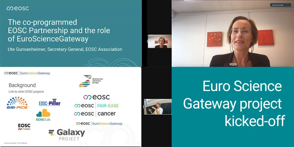 At the kick-off meeting of the EuroScienceGateway project @bjoerngruening and Ute Gunsenheimer, EOSC-A Secretary General, underlined the importance of alignment and coordination among the #EOSC related @HorizonEU projects.