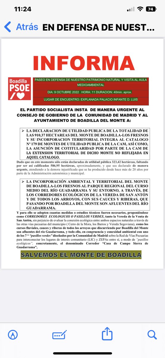 A todo lo que sea proteger nuestro monte: nos apuntamos.
#Boadilla
