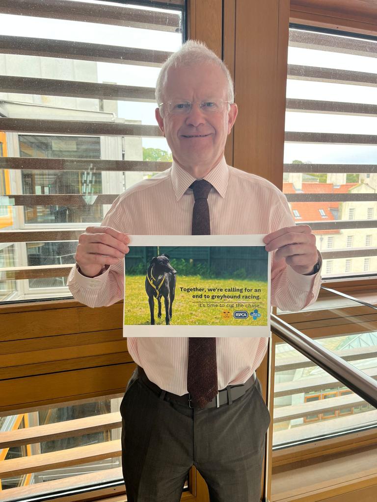 JohnMasonG33's tweet photo. Pleased to support the call for a ban on greyhound racing in Scotland. This is to be debated today in Parliament at 1245 led by @markruskell https://t.co/2mYGubF74S