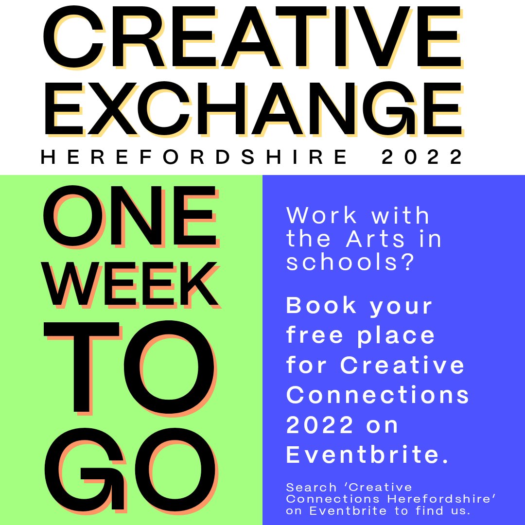 Want to learn more about how to get outstanding arts into your school? Sign up for this free session run by Creative Connections Herefordshire. At Hereford College of Arts 13th Oct 3.30-5.30 follow link for free tickets eventbrite.co.uk/e/creative-con…
