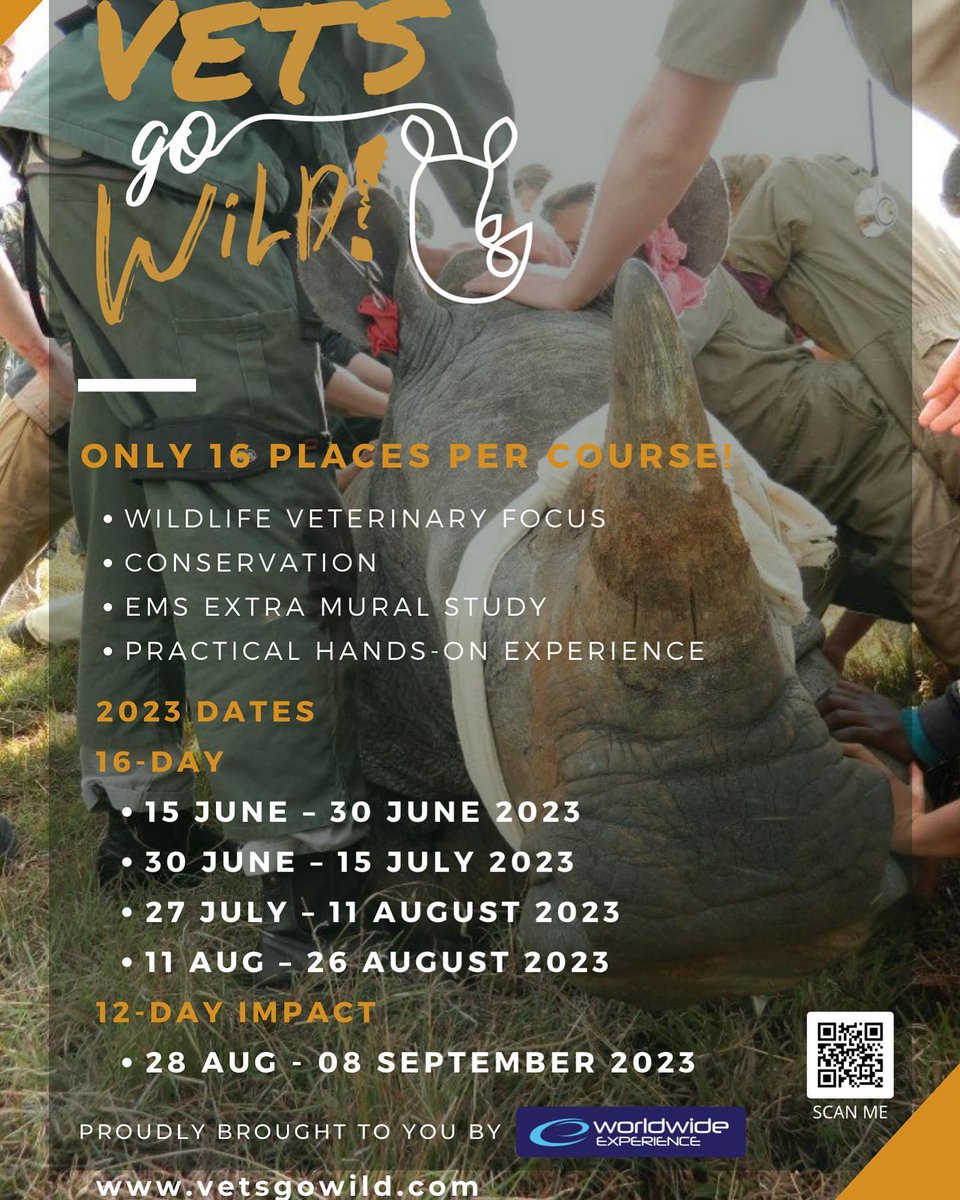 DrWillFowlds's tweet photo. Our 2023 #VetsGoWild courses are already filling up so don't miss out! 🙌🦏
https://t.co/7jcLU8TEXY
#VetCourse #Conservation https://t.co/LEUchiucg4