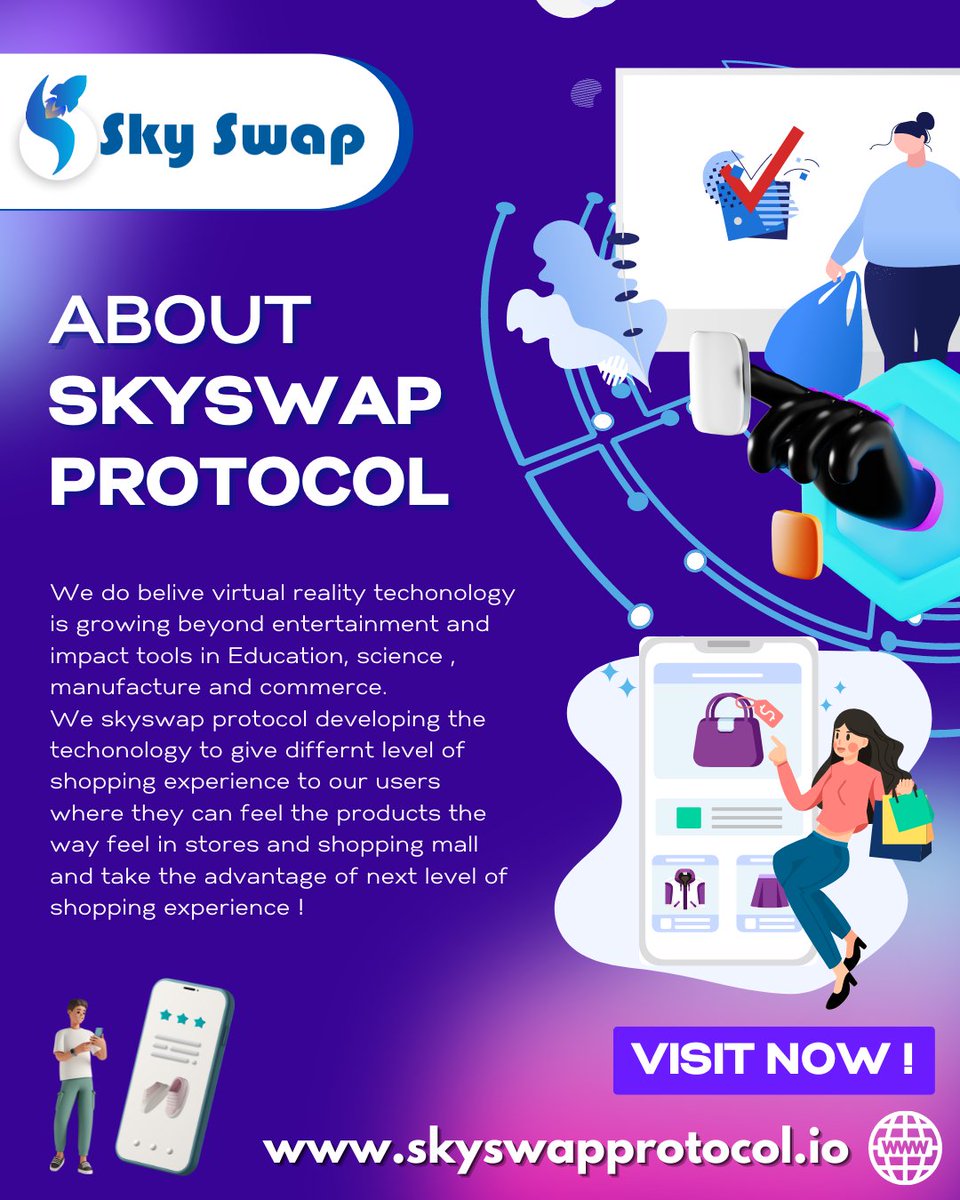 The skyswap protocol is designed to give users a different level of shopping experience.This will be made possible through virtual reality technology, which will be used in industries such as gaming, hospitality, ecommerce &amp; aviation.

Visit us:-www.skyswapprotocol.io

#skyswap