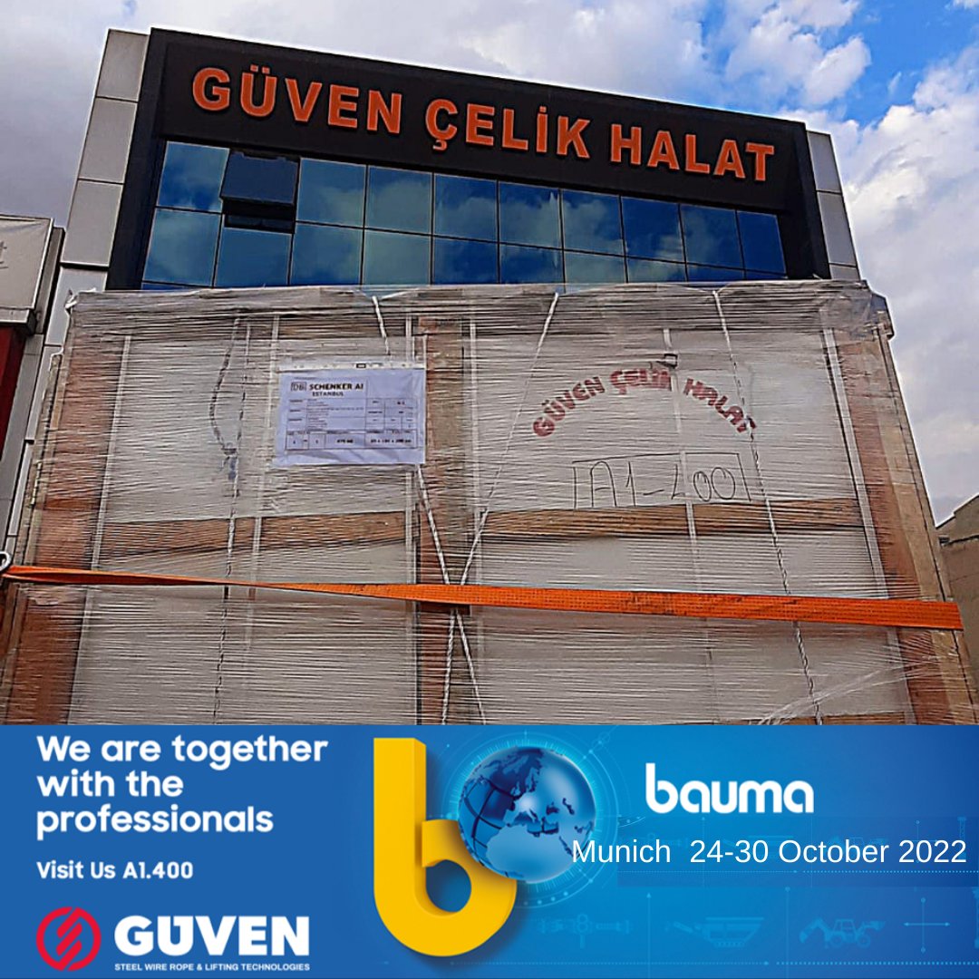 GuvenCelikHalat's tweet photo. Preparations are complete. The exhibition package is on its way to Bauma 2022. Hope to meet you at A1.400 booth btw 24-30 October, in Messe Mรผnchen.
#specialsteelwirerope #endtermination #liftingbusiness #bauma #bauma2022 #sling #chainsling #grade100 #grade120 #SteelWireRope https://t.co/pPJcI1raoK