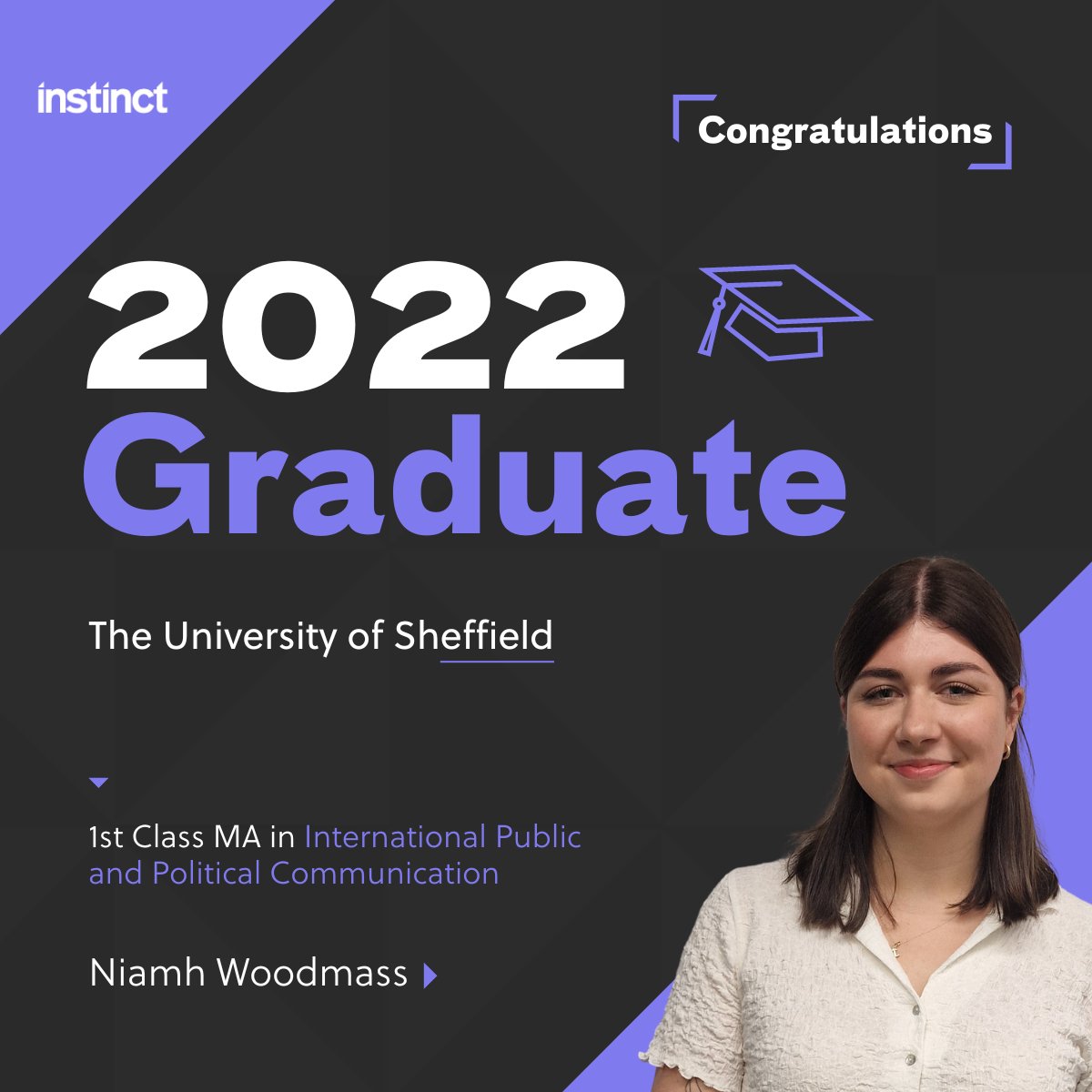 🎓 Instinct Resourcing: 2022 Graduate 🎓
 
A HUGE congratulations to our very own Niamh Woodmass!👏
 
◤ Learning Recruitment Specialists - bit.ly/3oubX3a
 
#Instinct #Elearning #DigitalLearning #Graduate #HigherEducation #Congratulations #OnlineLearning #University