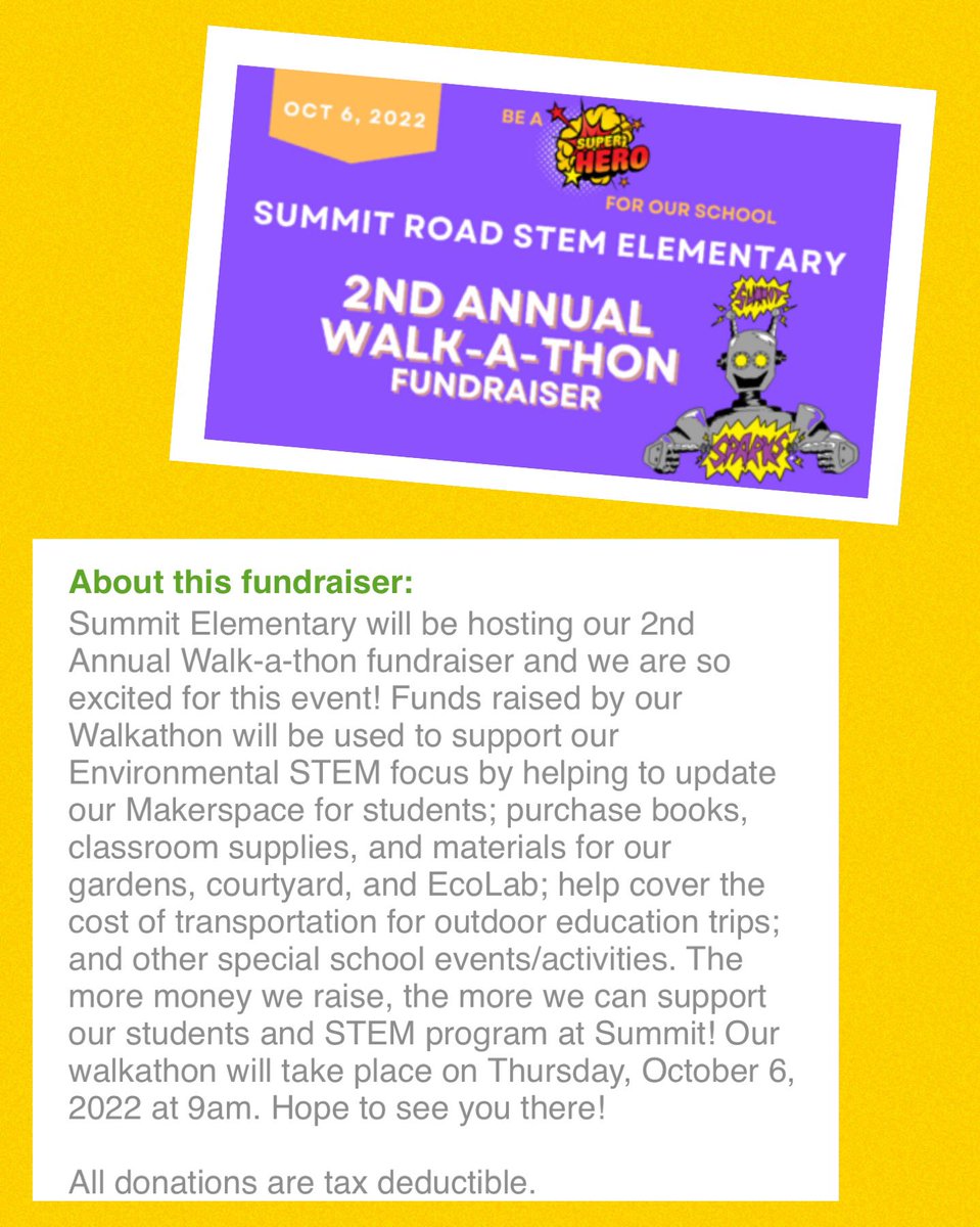 Today is the last day to donate for our Summit Road STEM Elementary 2nd Annual Walkathon, but there's still time for you to help. app.99pledges.com/fund/summitroa… <a href="/ReynSues/">ReynSUES</a> #reynproud