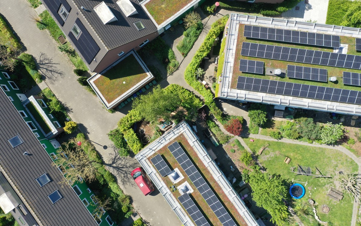SempergreenESP's tweet photo. Las #cubiertasdesedum también son extremadamente adecuadas para instalar #panelessolares. La combinación de paneles solares y sedum proporciona más #biodiversidad en la cubierta, crea un efecto de refrigeración sostenible en la casa y contribuye  a la transición energética. https://t.co/paRLnxoF39