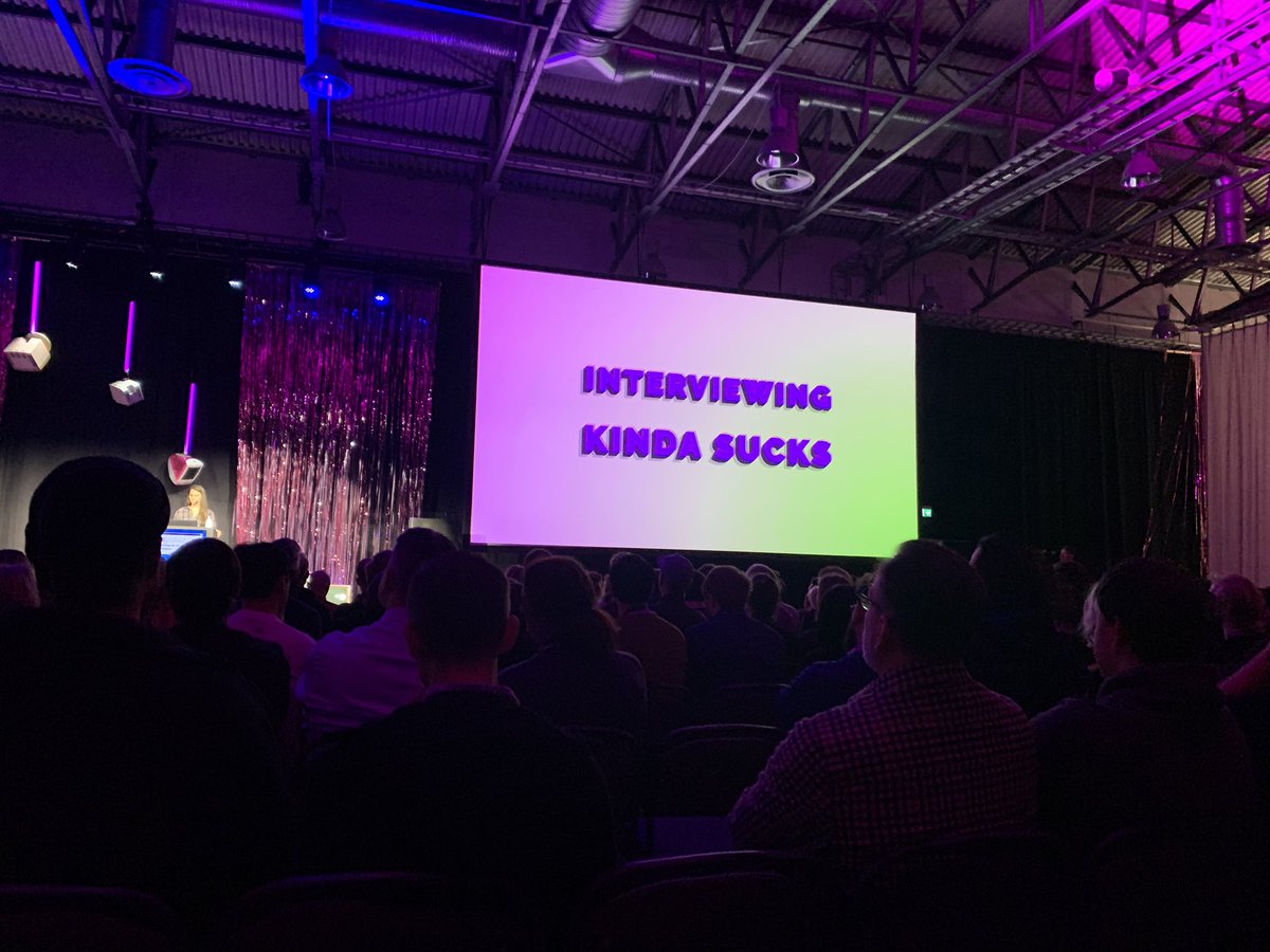 Great talk from <a href="/carly_joh/">Carly Litchfield</a> on the state of tech interviewing and how it can be improved for both parties #nordicjs. Glad <a href="/doist/">Doist</a> is on the list of companies not doing whiteboard tests but I have new ideas too