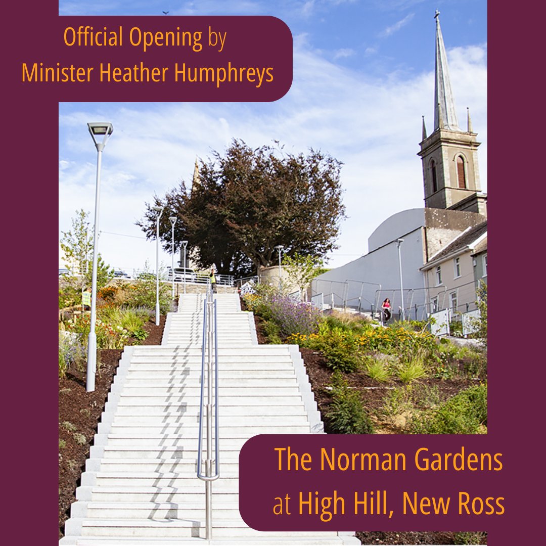 The Norman Gardens at High Hill in New Ross will be officially opened to the public today by Minister Heather Humphreys. What a transformation! A lovely addition to #NewRoss and another unmissable gem of @irelandsancienteast #normanway <a href="/wexfordcoco/">Wexford County Council</a> <a href="/HHumphreysFG/">Follow @HeatherH</a>
